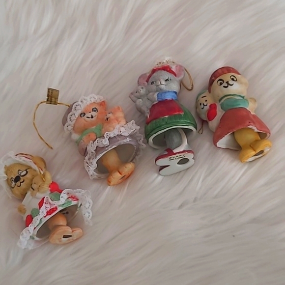 Vintage 70s Jasco Taiwan Porcelain Caring Critters Chimers Ornament Set of Four - Picture 11 of 16